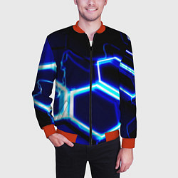 Бомбер мужской Neon abstraction plates storm, цвет: 3D-красный — фото 2