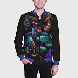 Бомбер мужской Разные неоновые бабочки, цвет: 3D-синий — фото 2