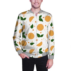 Бомбер мужской Апельсины с листьями, цвет: 3D-меланж — фото 2