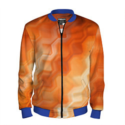Бомбер мужской Золотисто-оранжевый туманный паттерн, цвет: 3D-синий