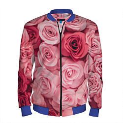Бомбер мужской Чайная пыльная роза - нежно розовый цветок, цвет: 3D-синий