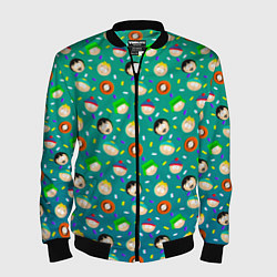 Бомбер мужской Южный Парк - паттерн персонажи, цвет: 3D-черный