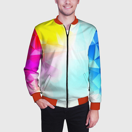 Мужской бомбер Gradient colors geometry / 3D-Красный – фото 3