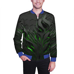 Бомбер мужской Объемные черные и зеленые линии, цвет: 3D-синий — фото 2