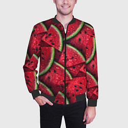 Бомбер мужской Сочная текстура из долек арбуза, цвет: 3D-черный — фото 2