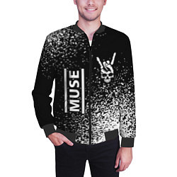 Бомбер мужской Muse и рок символ на темном фоне, цвет: 3D-черный — фото 2