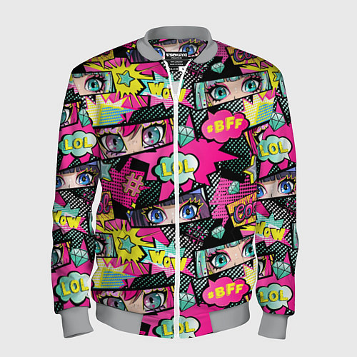 Мужской бомбер Глаза аниме-девушки: cool pattern / 3D-Меланж – фото 1