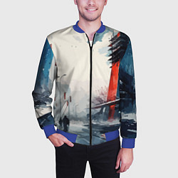 Бомбер мужской Наш город - коллекция Бело-сине-красный - Хуф и Ся, цвет: 3D-синий — фото 2