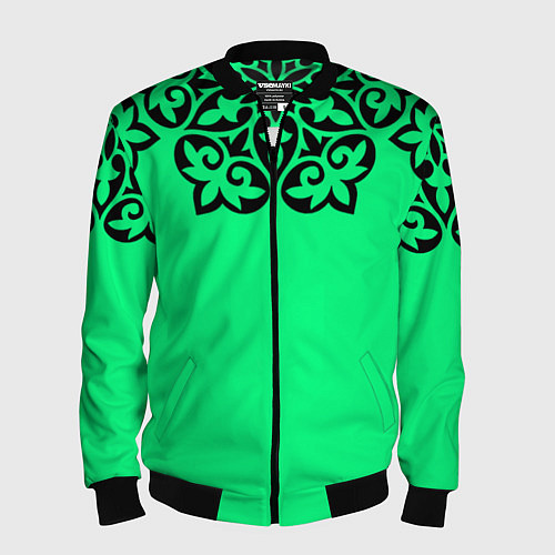 Мужской бомбер Мандала на неоновом кислотном цвете / 3D-Черный – фото 1