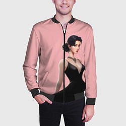 Бомбер мужской Girl in black dress - pink, цвет: 3D-черный — фото 2