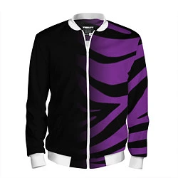 Бомбер мужской Фиолетовый с черными полосками зебры, цвет: 3D-белый
