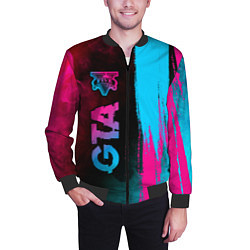 Бомбер мужской GTA - neon gradient: по-вертикали, цвет: 3D-черный — фото 2
