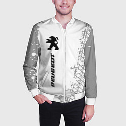 Бомбер мужской Peugeot speed на светлом фоне со следами шин: по-в, цвет: 3D-белый — фото 2