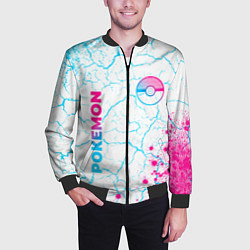 Бомбер мужской Pokemon neon gradient style: надпись, символ, цвет: 3D-черный — фото 2