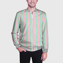 Бомбер мужской Полоска в цветочек - костюм Кена из фильма Барби, цвет: 3D-меланж — фото 2