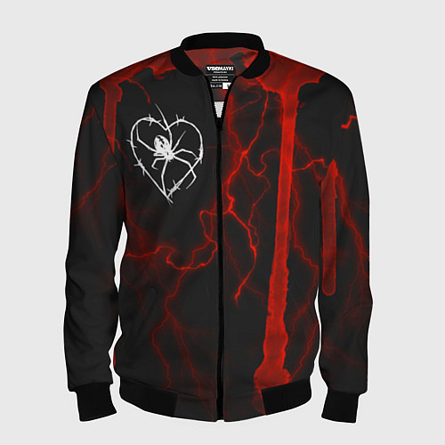 Мужской бомбер Гранж, разводы и паук / 3D-Черный – фото 1