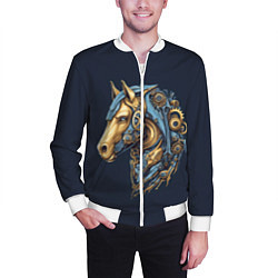 Бомбер мужской Механический конь, цвет: 3D-белый — фото 2