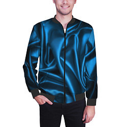 Бомбер мужской Синий шёлк, цвет: 3D-черный — фото 2