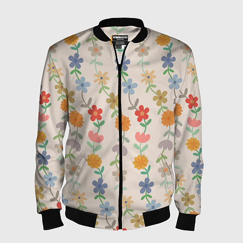 Мужской бомбер Flowers life / 3D-Черный – фото 1