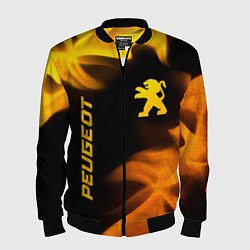 Бомбер мужской Peugeot - gold gradient: надпись, символ, цвет: 3D-черный