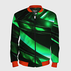 Бомбер мужской Зеленая неоновая абстракция, цвет: 3D-красный