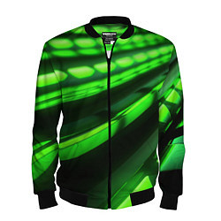 Бомбер мужской Green neon abstract, цвет: 3D-черный