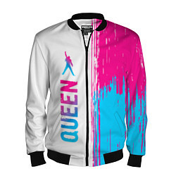 Бомбер мужской Queen neon gradient style: по-вертикали, цвет: 3D-черный