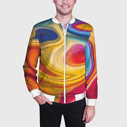 Бомбер мужской Цветная волна, цвет: 3D-белый — фото 2