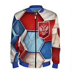 Бомбер мужской Объемные плиты и герб России, цвет: 3D-синий