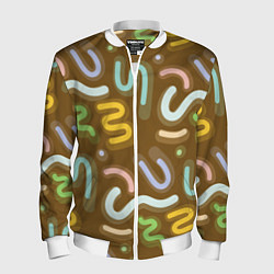 Бомбер мужской Brown abstraction, цвет: 3D-белый