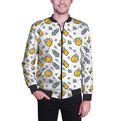 Бомбер мужской Пиво пенное, цвет: 3D-черный — фото 2