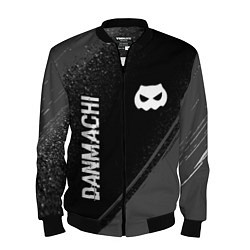 Бомбер мужской DanMachi glitch на темном фоне: надпись, символ, цвет: 3D-черный