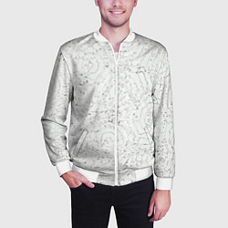 Бомбер мужской Хаотичная черно-белая рябь - узор Хуф и Ся, цвет: 3D-белый — фото 2