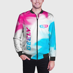 Бомбер мужской Geely neon gradient style: надпись, символ, цвет: 3D-черный — фото 2