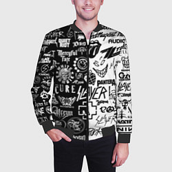 Бомбер мужской Логотипы лучших рок групп, цвет: 3D-черный — фото 2