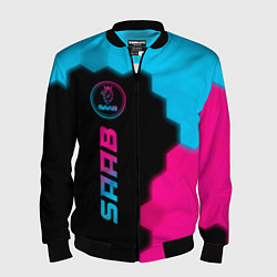 Мужской бомбер Saab - neon gradient: по-вертикали
