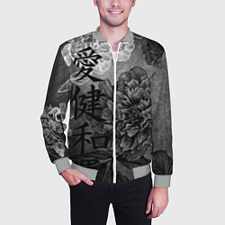 Бомбер мужской Flowers - japanese art, цвет: 3D-меланж — фото 2