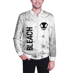 Бомбер мужской Bleach glitch на светлом фоне: надпись, символ, цвет: 3D-белый — фото 2