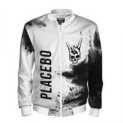 Бомбер мужской Placebo и рок символ на светлом фоне, цвет: 3D-белый