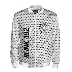 Бомбер мужской Blink 182 glitch на светлом фоне: надпись, символ, цвет: 3D-белый