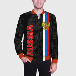 Бомбер мужской Russia black style, цвет: 3D-красный — фото 2