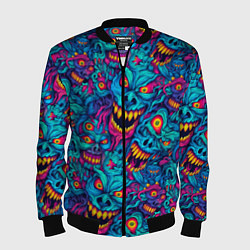 Бомбер мужской Неоновые монстры - graffiti art style pattern, цвет: 3D-черный