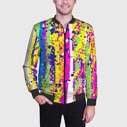 Бомбер мужской Брызги ярких красок, цвет: 3D-черный — фото 2