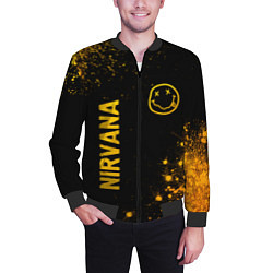 Бомбер мужской Nirvana - gold gradient: надпись, символ, цвет: 3D-черный — фото 2