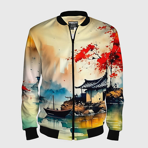 Мужской бомбер Краски природы / 3D-Черный – фото 1