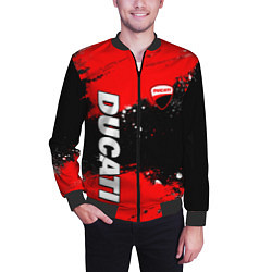 Бомбер мужской Ducati - красная униформа с красками, цвет: 3D-черный — фото 2