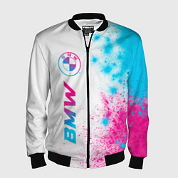 Мужской бомбер BMW neon gradient style: по-вертикали