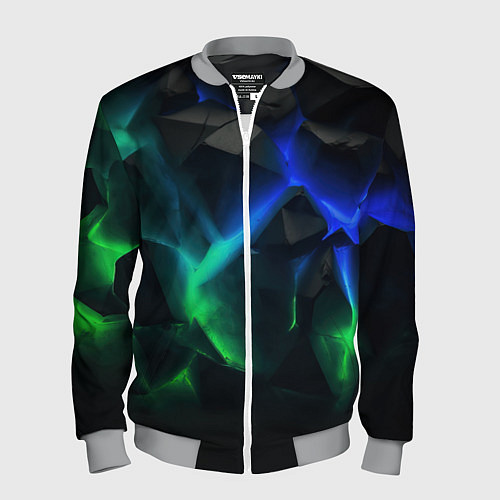 Мужской бомбер Разлом синих и зеленых плит / 3D-Меланж – фото 1