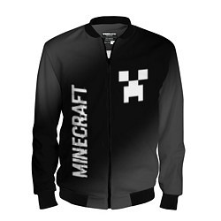 Мужской бомбер Minecraft glitch на темном фоне: надпись, символ