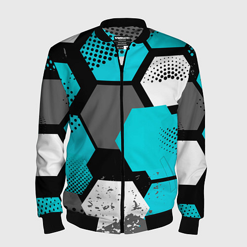 Мужской бомбер Шестиугольники абстрактный фон / 3D-Черный – фото 1